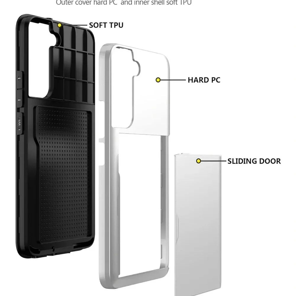 Samsung Silver Protective Case with Card Holder for Galaxy